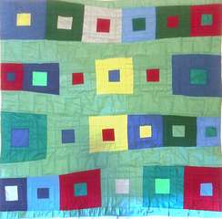 'Little Boxes on the Hillside', a wall quilt by Joy-Lily. Click to enlarge.