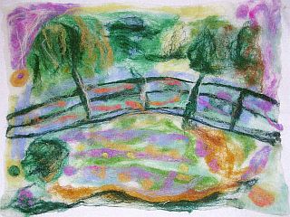 Monet's 'Giverny Bridge' done in felt