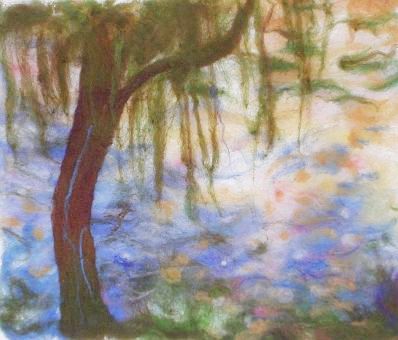 Detail of Monet's 'Waterlilies done in felt