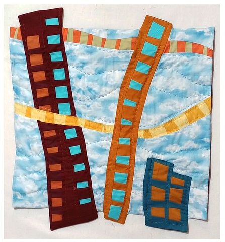 Clouds and curves; art quilt by Joy-Lily, 'Windy City'